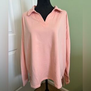 AnyBody Soft Pink Collared Sweatshirt